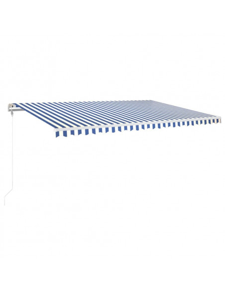 Tenda Automatica con Sensore Vento e LED 500x350 cm Blu Bianca