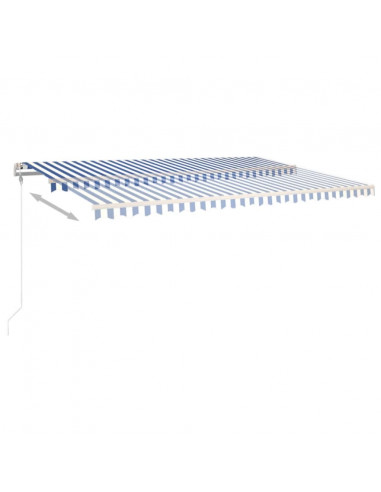 Tenda Automatica con Sensore Vento e LED 500x350 cm Blu Bianca