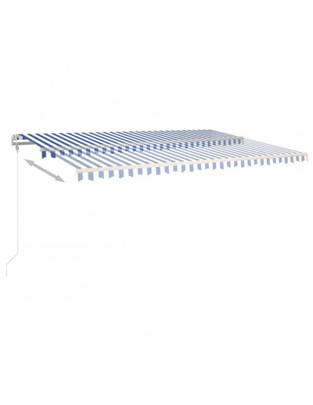 Tenda Automatica con Sensore Vento e LED 500x350 cm Blu Bianca