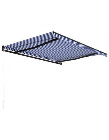 Tenda da Sole Retrattile Manuale 450x300 cm Blu e Bianca