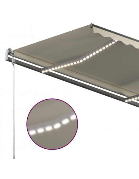 Tenda da Sole Retrattile Manuale con LED 450x300 cm Crema