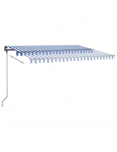 Tenda da Sole Retrattile Manuale con LED 450x300cm Blu e Bianca 2