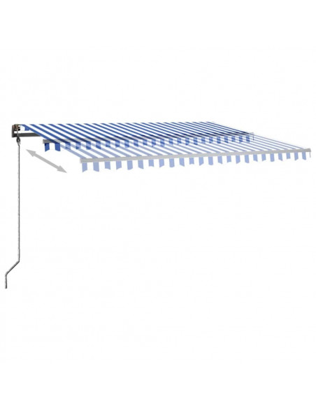 Tenda da Sole Retrattile Manuale con LED 450x300cm Blu e Bianca