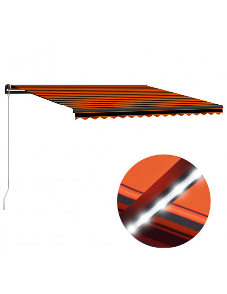 Tenda da Sole Retrattile Manuale LED 450x300 cm Arancio Marrone