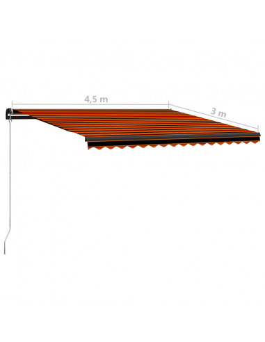 Tenda da Sole Retrattile Manuale LED 450x300 cm Arancio Marrone