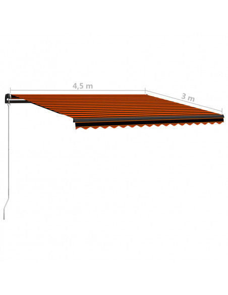 Tenda da Sole Retrattile Manuale LED 450x300 cm Arancio Marrone