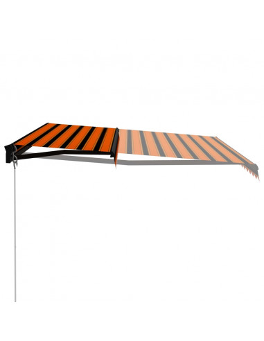Tenda da Sole Retrattile Manuale LED 450x300 cm Arancio Marrone