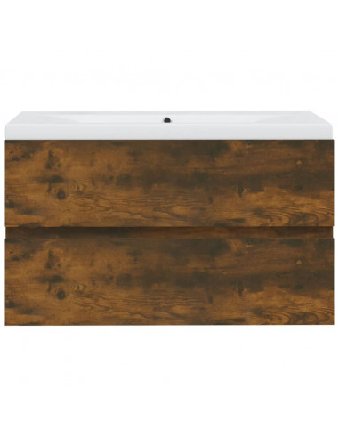 Mobile Bagno con Lavabo Integrato Rovere Fumo Legno Multistrato