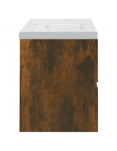Mobile Bagno con Lavabo Integrato Rovere Fumo Legno Multistrato