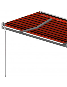 Tenda Retrattile Manuale con Palo 450x300 cm Arancione Marrone 2