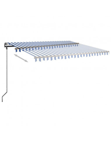 Tenda Retrattile Manuale con Palo 450x300 cm Blu/Bianca