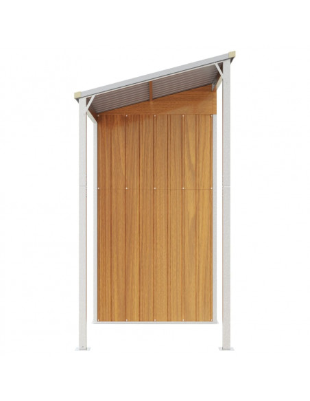 Capannone Tetto Esteso Marrone Chiaro 277x110,5x181cm Acciaio