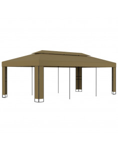 Gazebo con Tetto Doppio 3x6 m Grigio Talpa 180 g/m² 2