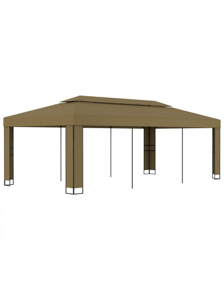 Gazebo con Tetto Doppio 3x6 m Grigio Talpa 180 g/m²