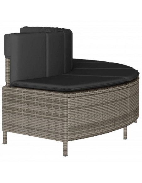 Panche Vasca Idromassaggio con Cuscini 2pz in Polyrattan Grigio