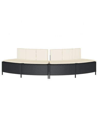 Panche Vasca Idromassaggio con Cuscini 2pz in Polyrattan Nero