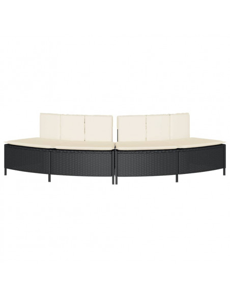 Panche Vasca Idromassaggio con Cuscini 2pz in Polyrattan Nero