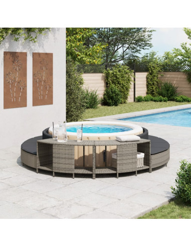 Scaffali Portaoggetti Vasca Idromassaggio 2pz Polyrattan Grigio