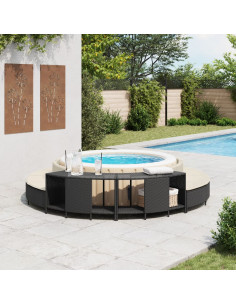 Scaffali Portaoggetti Vasca Idromassaggio 2pz Polyrattan Nero 2