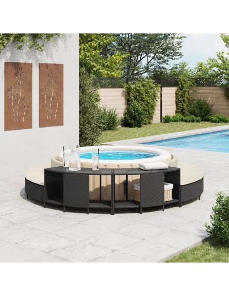 Scaffali Portaoggetti Vasca Idromassaggio 2pz Polyrattan Nero