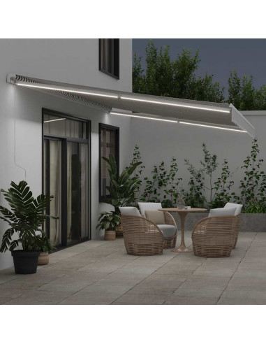 Tenda Retrattile Manuale con LED Antracite e Bianco 600x300 cm