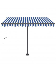 Tenda Automatica con Sensore Vento e LED 300x250 cm Blu Bianca 2