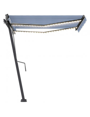 Tenda Automatica con Sensore Vento e LED 300x250 cm Blu Bianca