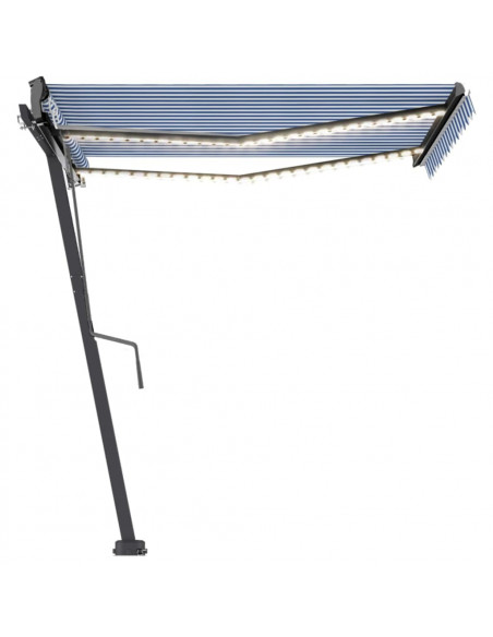 Tenda Automatica con Sensore Vento e LED 300x250 cm Blu Bianca
