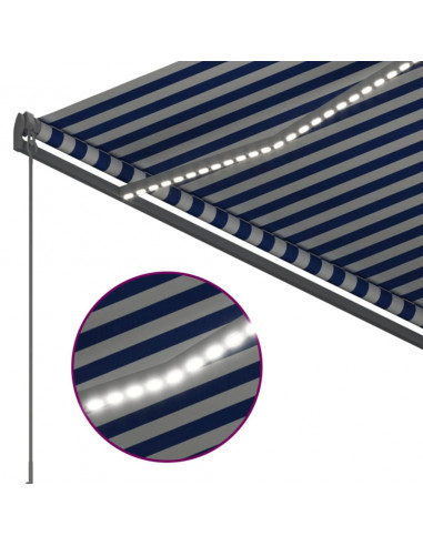 Tenda Automatica con Sensore Vento e LED 300x250 cm Blu Bianca