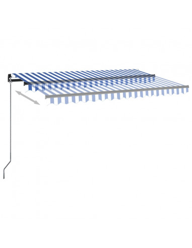 Tenda Automatica con Sensore Vento e LED 450x350 cm Blu Bianca