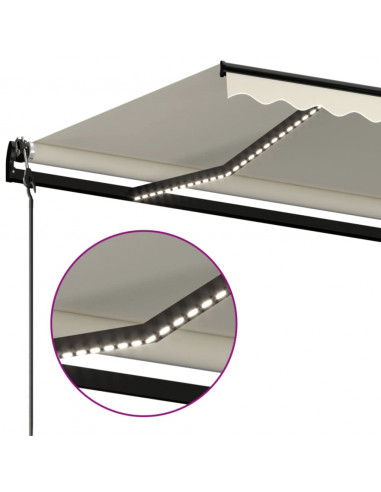 Tenda Automatica con Sensore Vento e LED 450x350 cm Crema