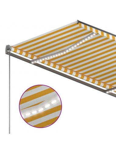 Tenda Automatica con Sensore Vento LED 300x250 cm Gialla Bianca