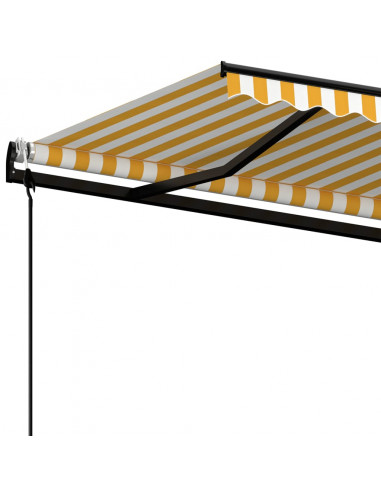 Tenda da Sole Retrattile Automatica 450x350 cm Gialla e Bianca