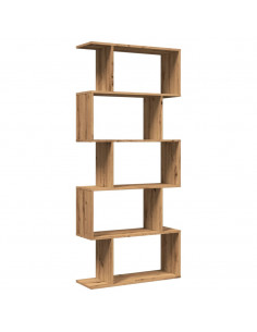 Libreria 5 Ripiani Rovere Artigianale 70x24x161 cm Truciolato 2