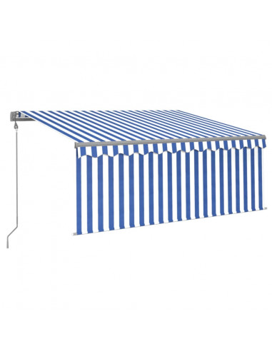 Tenda Sole Retrattile Automatica Parasole 3,5x2,5m Blu Bianco