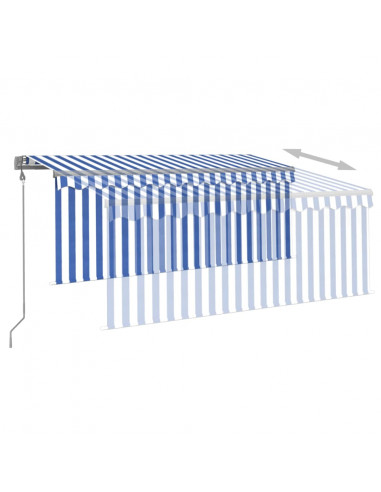 Tenda Sole Retrattile Automatica Parasole 3,5x2,5m Blu Bianco
