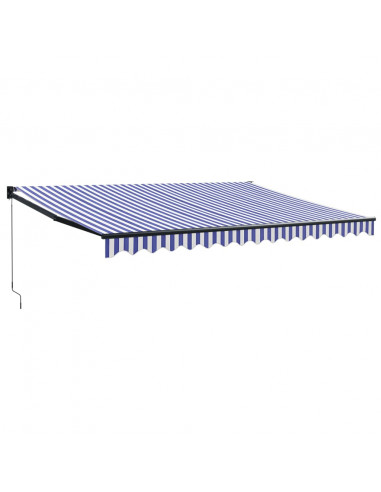 Tenda da Sole Retrattile Blu e Bianca 4x3 m Tessuto e Alluminio
