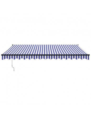 Tenda da Sole Retrattile Blu e Bianca 4x3 m Tessuto e Alluminio
