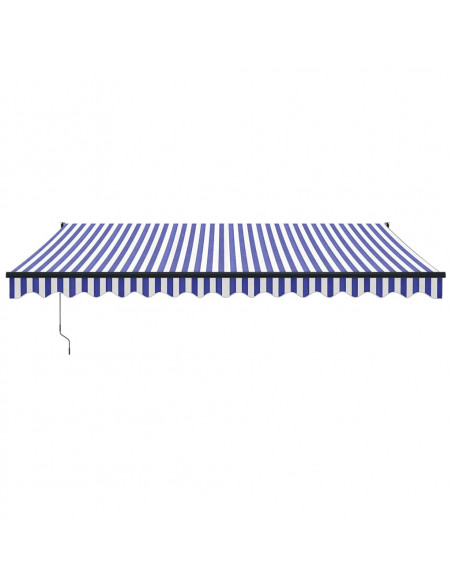 Tenda da Sole Retrattile Blu e Bianca 4x3 m Tessuto e Alluminio
