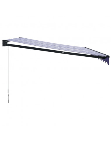 Tenda da Sole Retrattile Blu e Bianca 4x3 m Tessuto e Alluminio