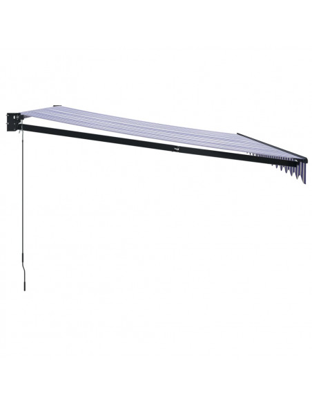 Tenda da Sole Retrattile Blu e Bianca 4x3 m Tessuto e Alluminio
