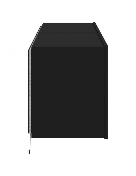 Mobili TV a Parete con Luci LED 2pz Neri 60x35x41 cm