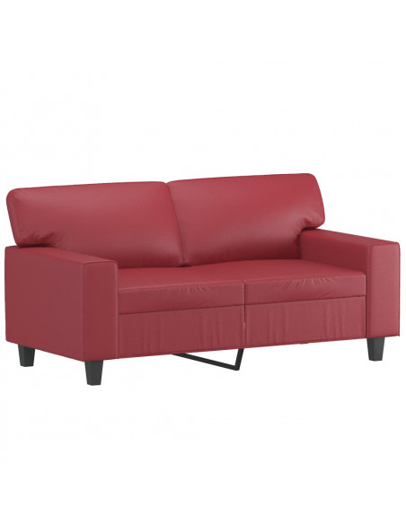 Set di Divani 3 pz Rosso Vino in Similpelle