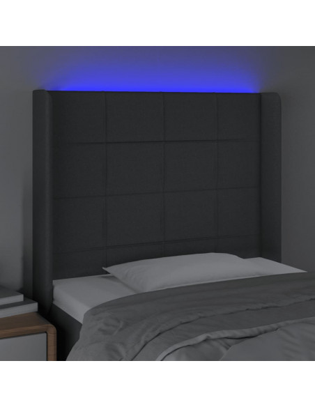 Testiera a LED Grigio Scuro 83x16x118/128 cm in Tessuto