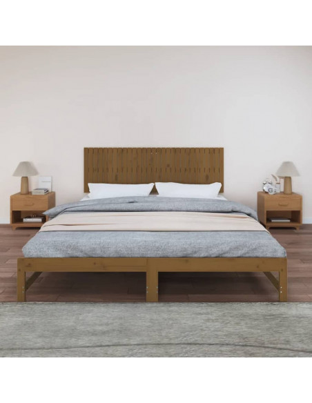Testiera da Parete Miele 185x3x60 cm in Legno Massello di Pino