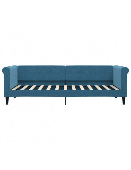 Divano Letto Estraibile con Cassetti Blu 80x200 cm in Velluto
