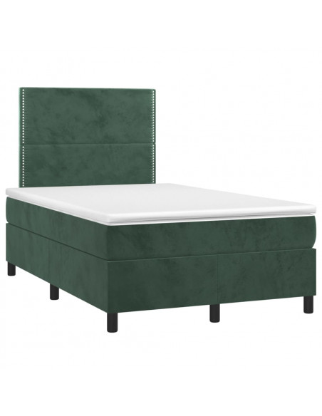 Giroletto a Molle con Materasso Verde Scuro 120x200 cm Velluto