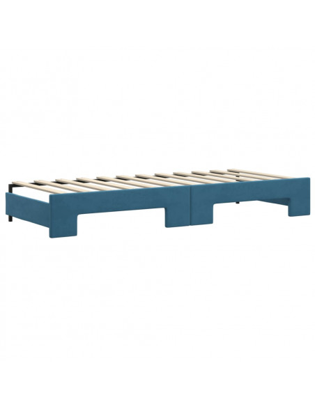 Divano Letto Estraibile con Cassetti Blu 80x200 cm in Velluto