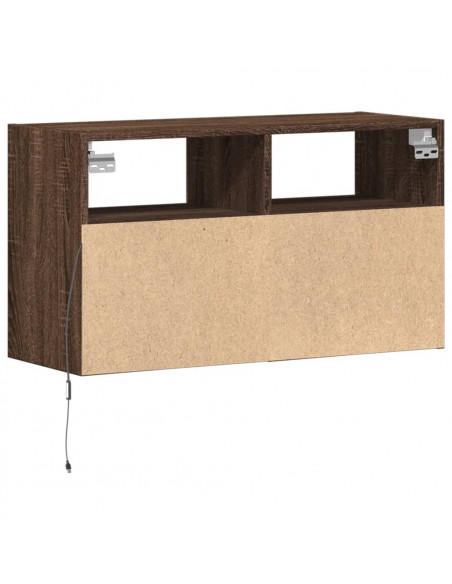 Mobile TV a Parete con Luci LED Rovere Marrone 80x31x45 cm