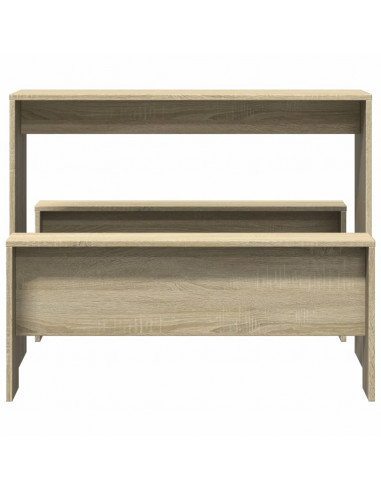 Set Tavolo da Pranzo e Panche 3 pz Rovere Sonoma in Truciolato